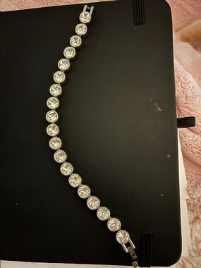 Touchstone Crystal Silver-Tone Clear Crystal Bracelet